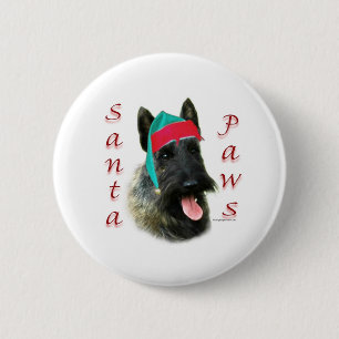 Chapa Redonda De 5 Cm Santa Paws de Escocia Terrier (romano le)