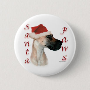 Chapa Redonda De 5 Cm Santa Paws de Great Dane (fawn)