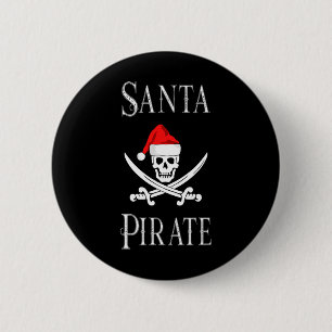Chapa Redonda De 5 Cm Santa Pirate Skull Navidades Gorra Bote Lo