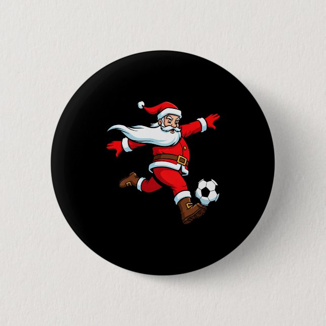 Chapa Redonda De 5 Cm Santa Plays Soccer Christmas Srts Women Men Kids L (Anverso)