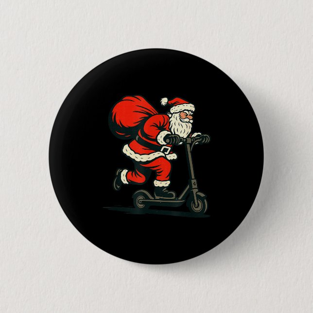 Chapa Redonda De 5 Cm Santa Riding Electric Scooter  (Anverso)