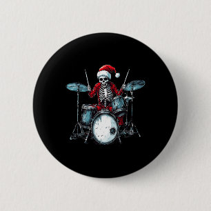 Chapa Redonda De 5 Cm Santa Skeleton toca tambor percusionista