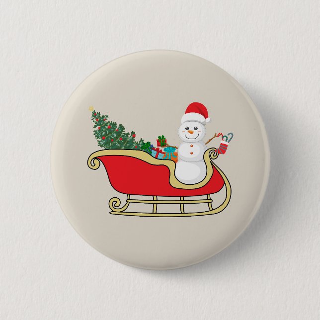 Chapa Redonda De 5 Cm Santa snowman distributing gifts (Anverso)