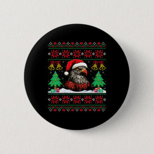 Chapa Redonda De 5 Cm Santa sombrero halcón feo árbol navidad Navidad