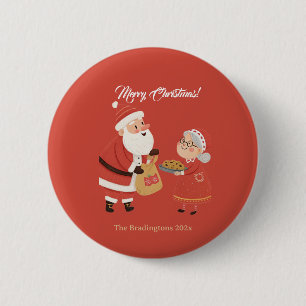 Chapa Redonda De 5 Cm Santa Sra. Claus Feliz Navidad
