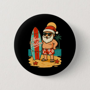 Chapa Redonda De 5 Cm Santa Surfing Playa Hawaiana Navidad En Julio Tro