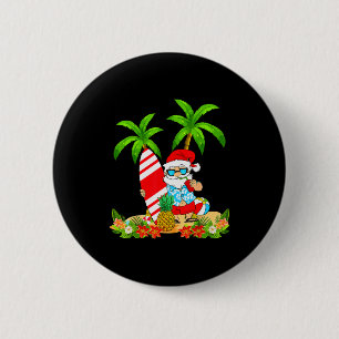 Chapa Redonda De 5 Cm Santa Verano Surfing Navidad En Julio Playa Vacat