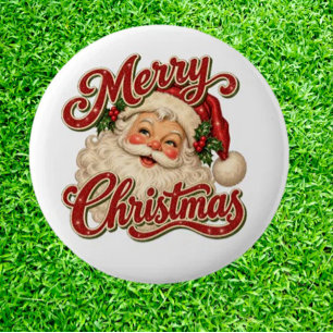 CHAPA REDONDA DE 5 CM SANTA VINTAGE, FELIZ NAVIDAD