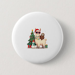 Chapa Redonda De 5 Cm Santa Xmas Llama Perezoso Divertido Navidad (2)