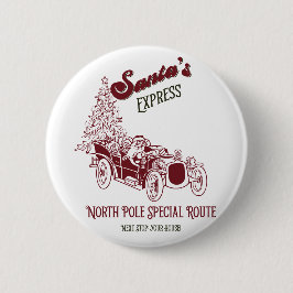 Chapa Redonda De 5 Cm Santa's Express Vitange Christmas