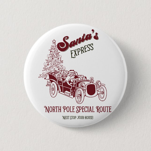 Chapa Redonda De 5 Cm Santa's Express Vitange Christmas (Anverso)