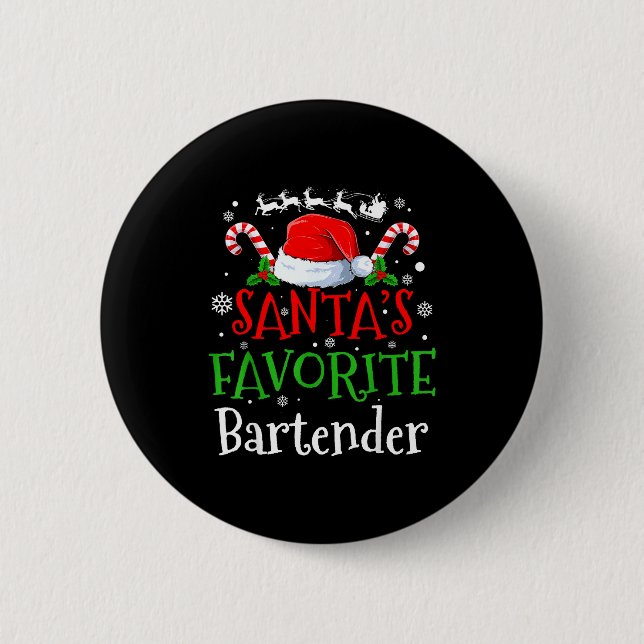 Chapa Redonda De 5 Cm Santa's Favorite Bartender Christmas Party  (Anverso)