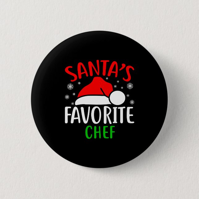 Chapa Redonda De 5 Cm Santas Favorite Chef Funny Christmas Xmas Santa Lo (Anverso)