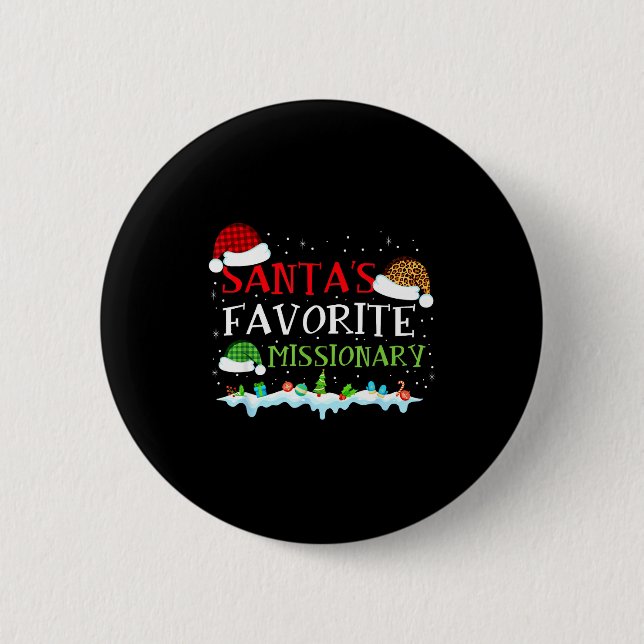 Chapa Redonda De 5 Cm Santa's Favorite Missionary Fun Christmas  (Anverso)