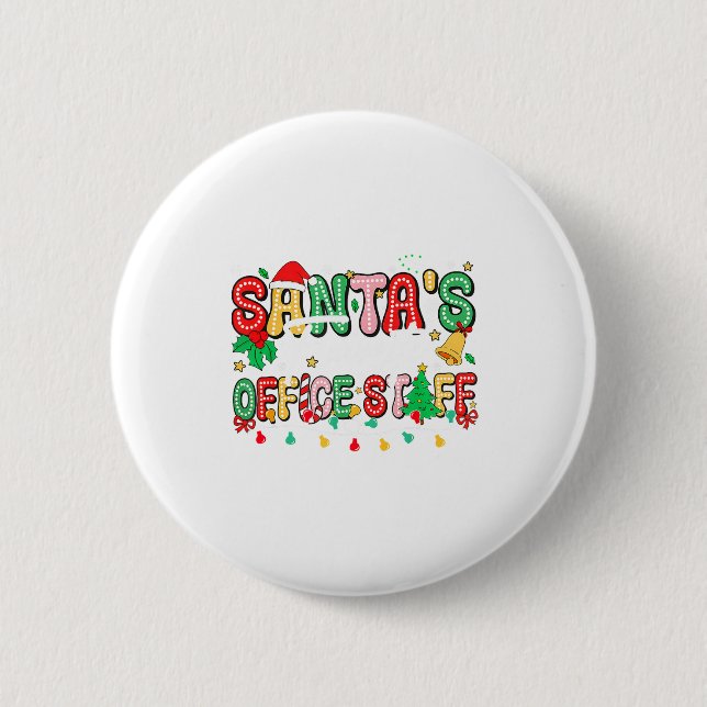 Chapa Redonda De 5 Cm Santa's Favorite Office Staff Christmas Lights San (Anverso)