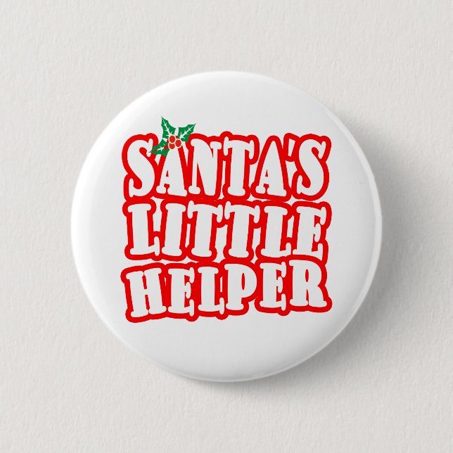 Chapa Redonda De 5 Cm Santas Little Helper (Anverso)