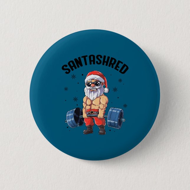 Chapa Redonda De 5 Cm Santashred Funny Santa Meme Xmas Gym Bodybuilding  (Anverso)