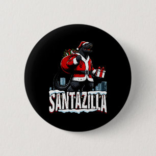 Chapa Redonda De 5 Cm Santazilla Kaiju Santa Navidad Monstruo Japonés