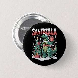 Chapa Redonda De 5 Cm Santazilla Monstruo Japonés Kaiju Navidad Dinosaur