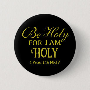 Chapa Redonda De 5 Cm Santo versículo de la Biblia negro y dorado simple