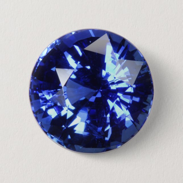 Chapa Redonda De 5 Cm Sapphire Dark Blue Gemstone Septiembre Birthstone (Anverso)