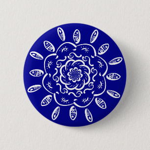 Chapa Redonda De 5 Cm Sapphire Mandala