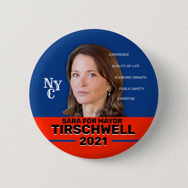 Chapa Redonda De 5 Cm Sara Tirschwell para el alcalde de NYC 2021 (Anverso)