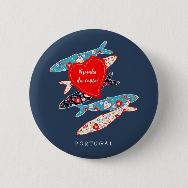 Chapa Redonda De 5 Cm Sardinas de Portugal (Anverso)