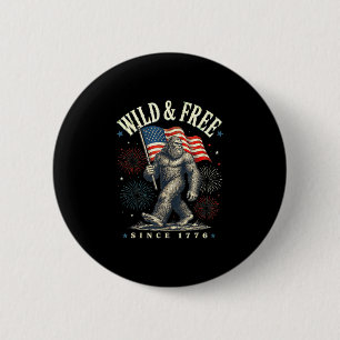 Chapa Redonda De 5 Cm Sasquatch divertido bandera americana salvaje y de