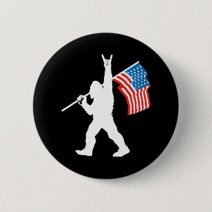 Chapa Redonda De 5 Cm Sasquatch Divertido Rock And Roll Bandera De EE. U
