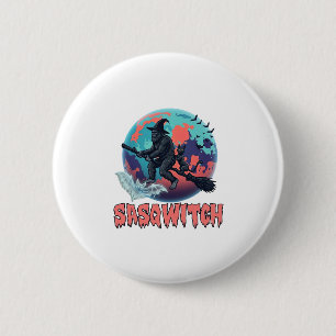 Chapa Redonda De 5 Cm Sasqwitch Bigfoot Bruja Escoba Gato Negro Luna Hal