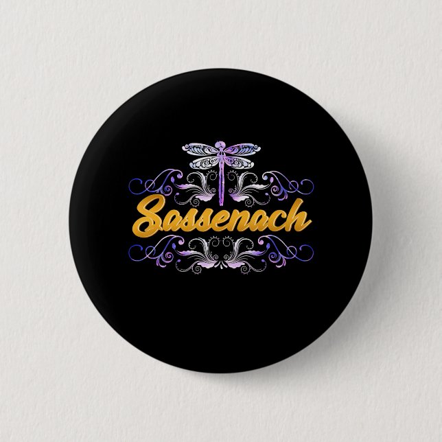 Chapa Redonda De 5 Cm Sassenach Outlander Blue Dragonfly (Anverso)
