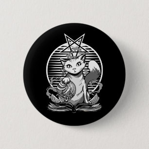 Chapa Redonda De 5 Cm Satan Cat Fortune Teller Witchy Gótico Kitten