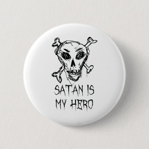 Chapa Redonda De 5 Cm Satán es mi Hero Halloween Disstume de diseño de p