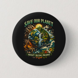 Chapa Redonda De 5 Cm Save Our Planet
