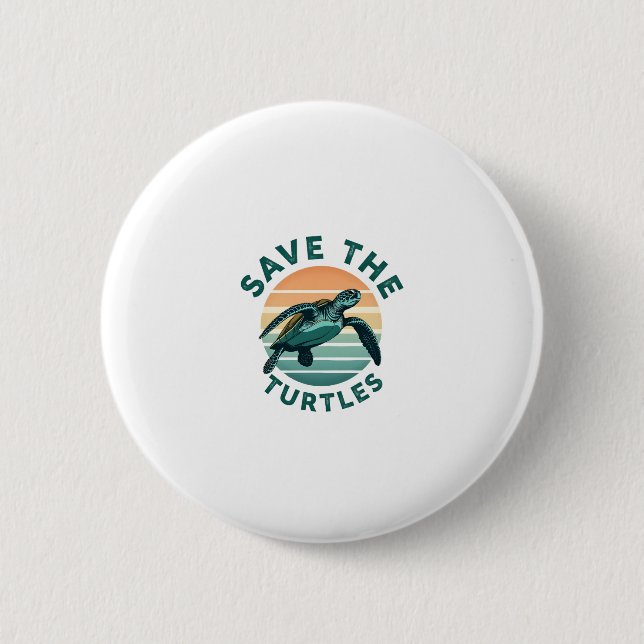 Chapa Redonda De 5 Cm Save The Turtles Animal Turtle Pet Lover (1) (Anverso)