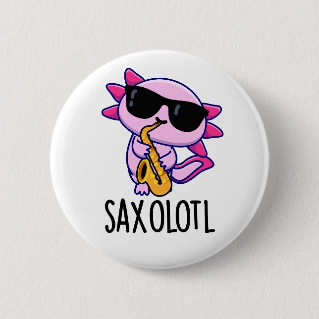 Chapa Redonda De 5 Cm Sax-olotl Graciosos Punteros Saxofónicos (Anverso)