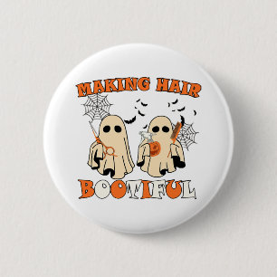 Chapa Redonda De 5 Cm Scary Ghost Hairdresser Halloween