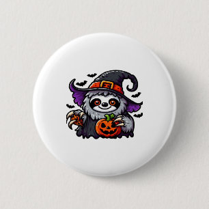 Chapa Redonda De 5 Cm Scary Halloween Sloth Witch Gorra disstume espeluz