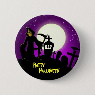 Chapa Redonda De 5 Cm Scary Happy Halloween