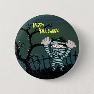 Chapa Redonda De 5 Cm Scary Mummy Happy Halloween