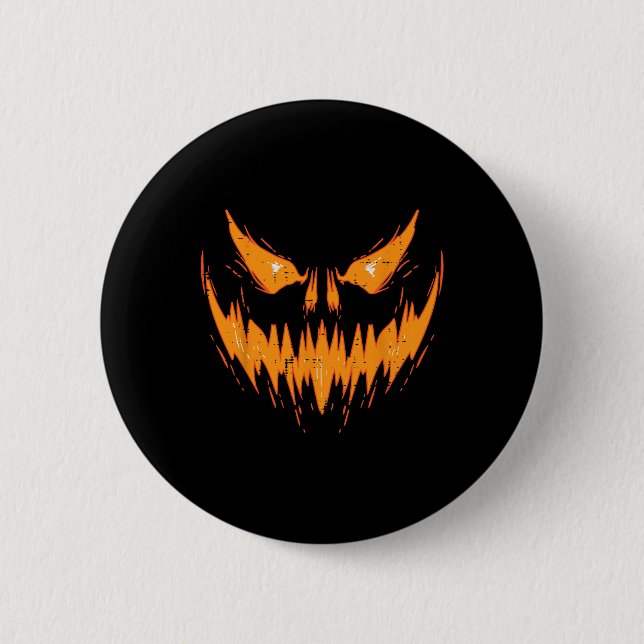 Chapa Redonda De 5 Cm Scary Spooky Jack O Lantern Face Pumpkin Halloween (Anverso)
