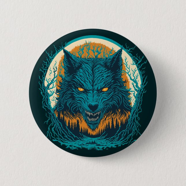 Chapa Redonda De 5 Cm Scary Werewolf (Anverso)