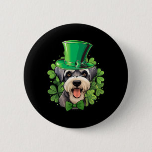 Chapa Redonda De 5 Cm Schnauzer divertido minimalista de San Patricio