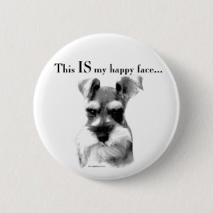 Chapa Redonda De 5 Cm Schnauzer Happy Face