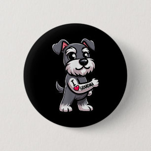 Chapa Redonda De 5 Cm Schnauzer I Love Grandma Funny Dog Tattoo