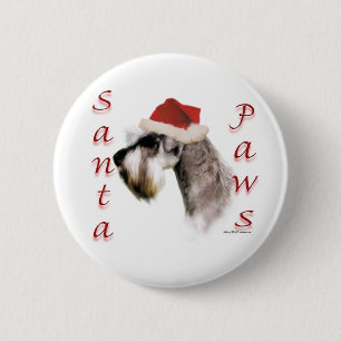 Chapa Redonda De 5 Cm Schnauzer Santa Paws en miniatura