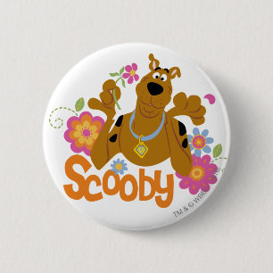 Chapa Redonda De 5 Cm Scooby-Doo En Flores