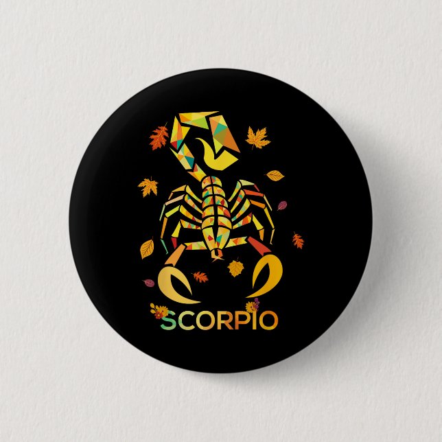 Chapa Redonda De 5 Cm Scorpio Zodiac Fall Scorpion Cumpleaños (Anverso)