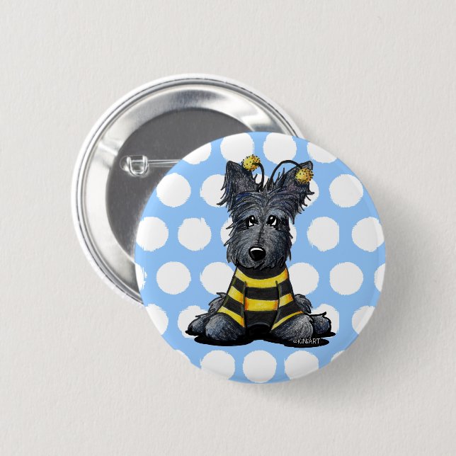 Chapa Redonda De 5 Cm Scottie Dog Bee (Anverso y reverso)